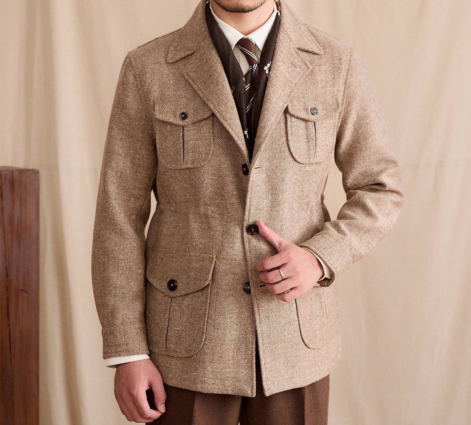 Bari Herringbone Wool Blend Sports Jacket