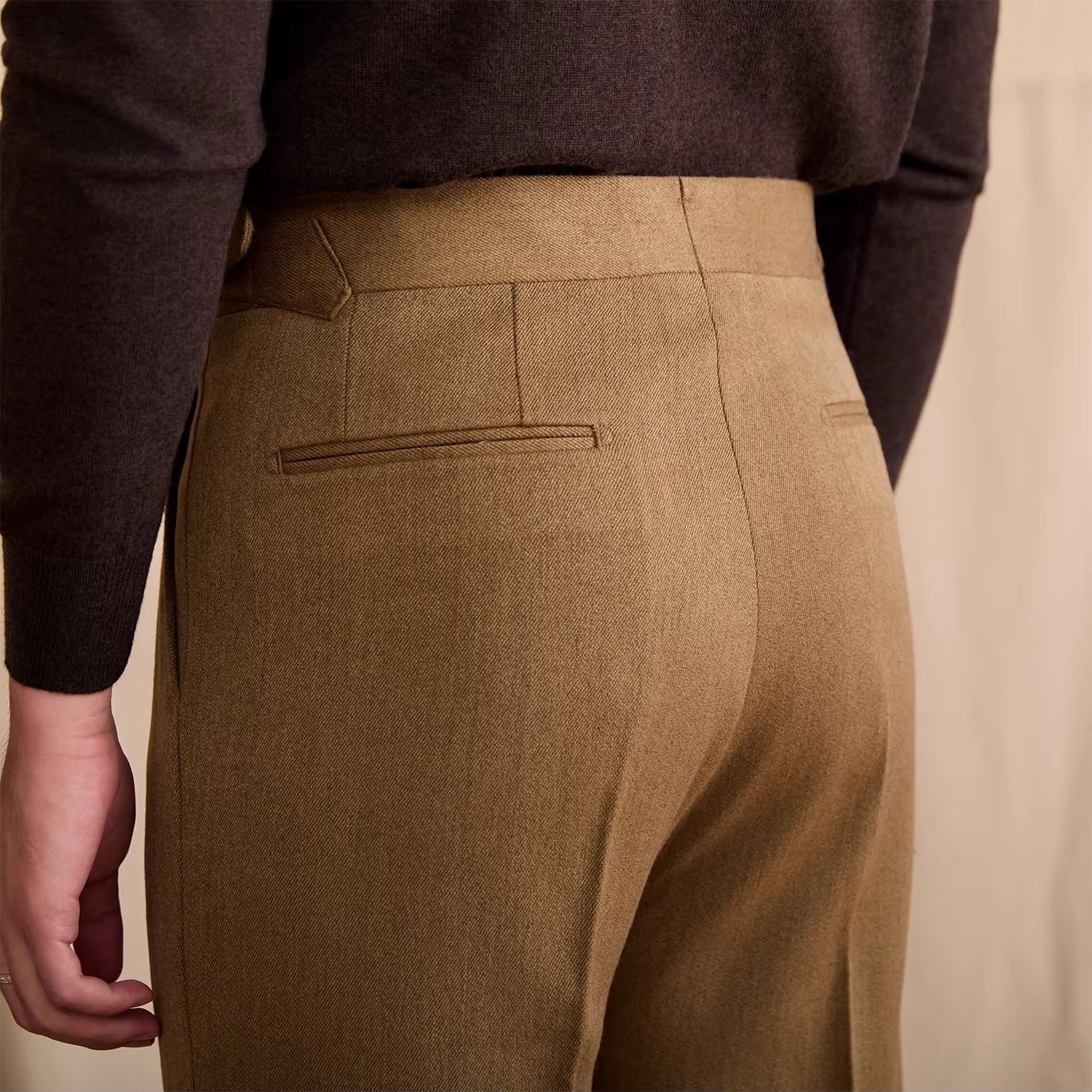 Bern Wool Blend Herringbone High Waisted Trousers