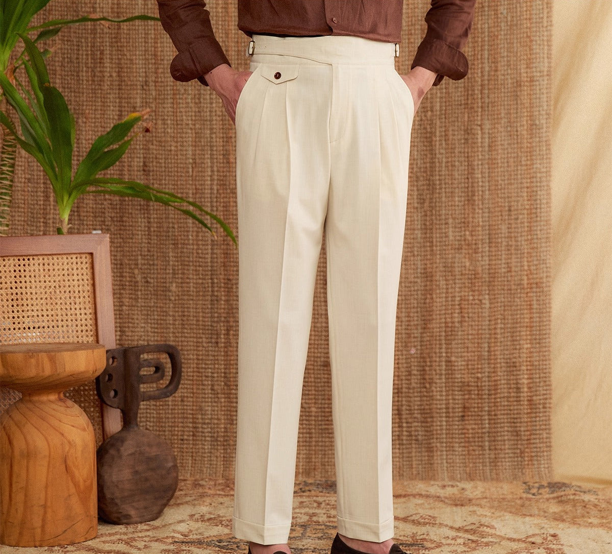 Sicilia Gurkha Straight Fit High Waisted Trousers