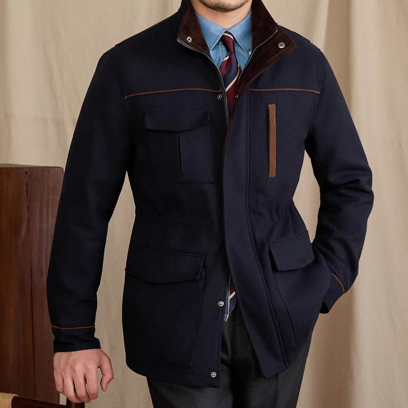 Belgravia Wool Blend Suede Trim Jacket