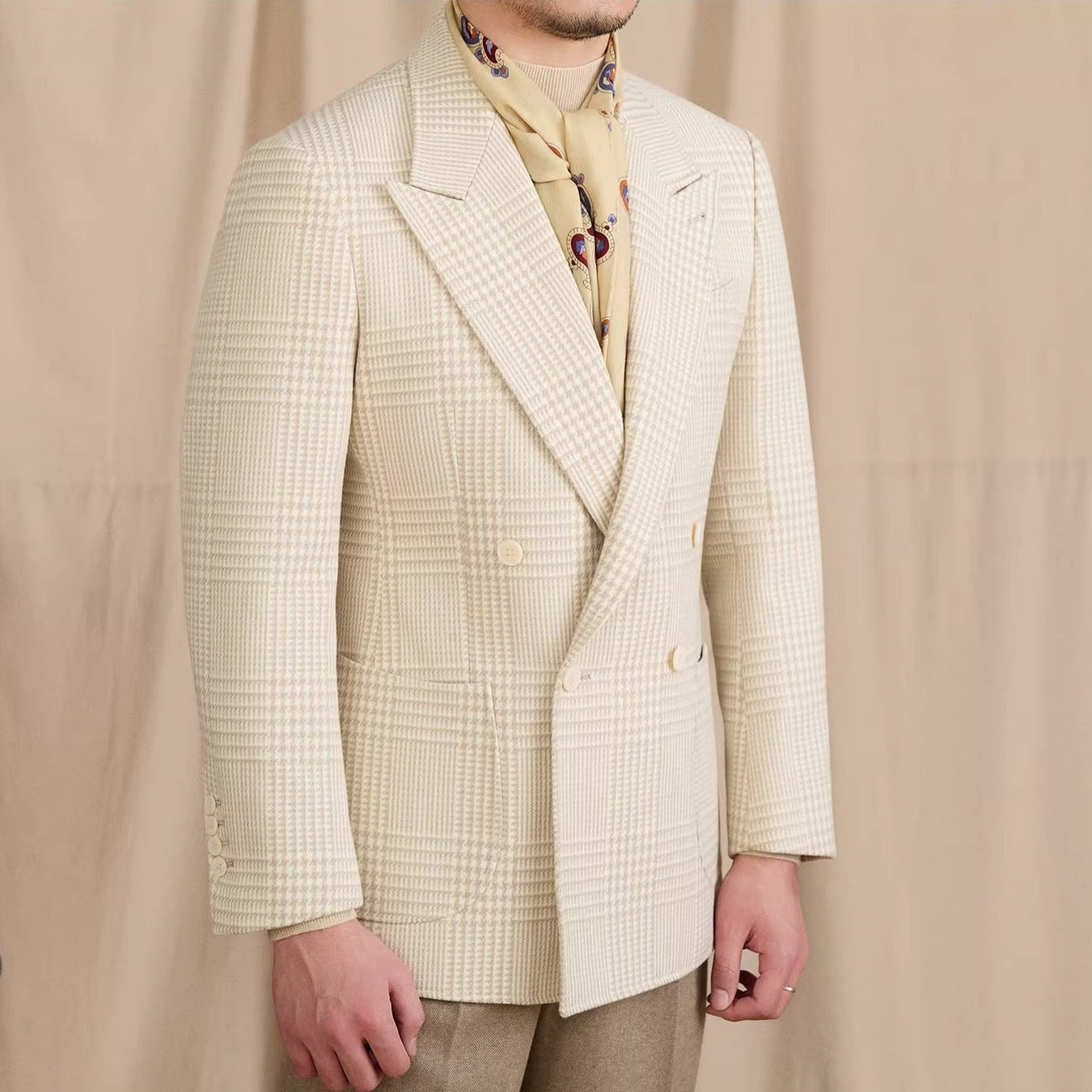 Martini Double Breasted Prince Of Wales Jacket
