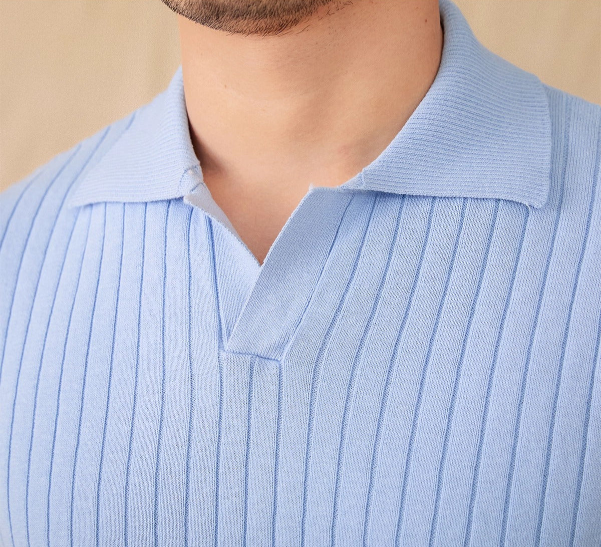 Antibes Ribbed Cotton Blend Short Sleeve Polo Shirt