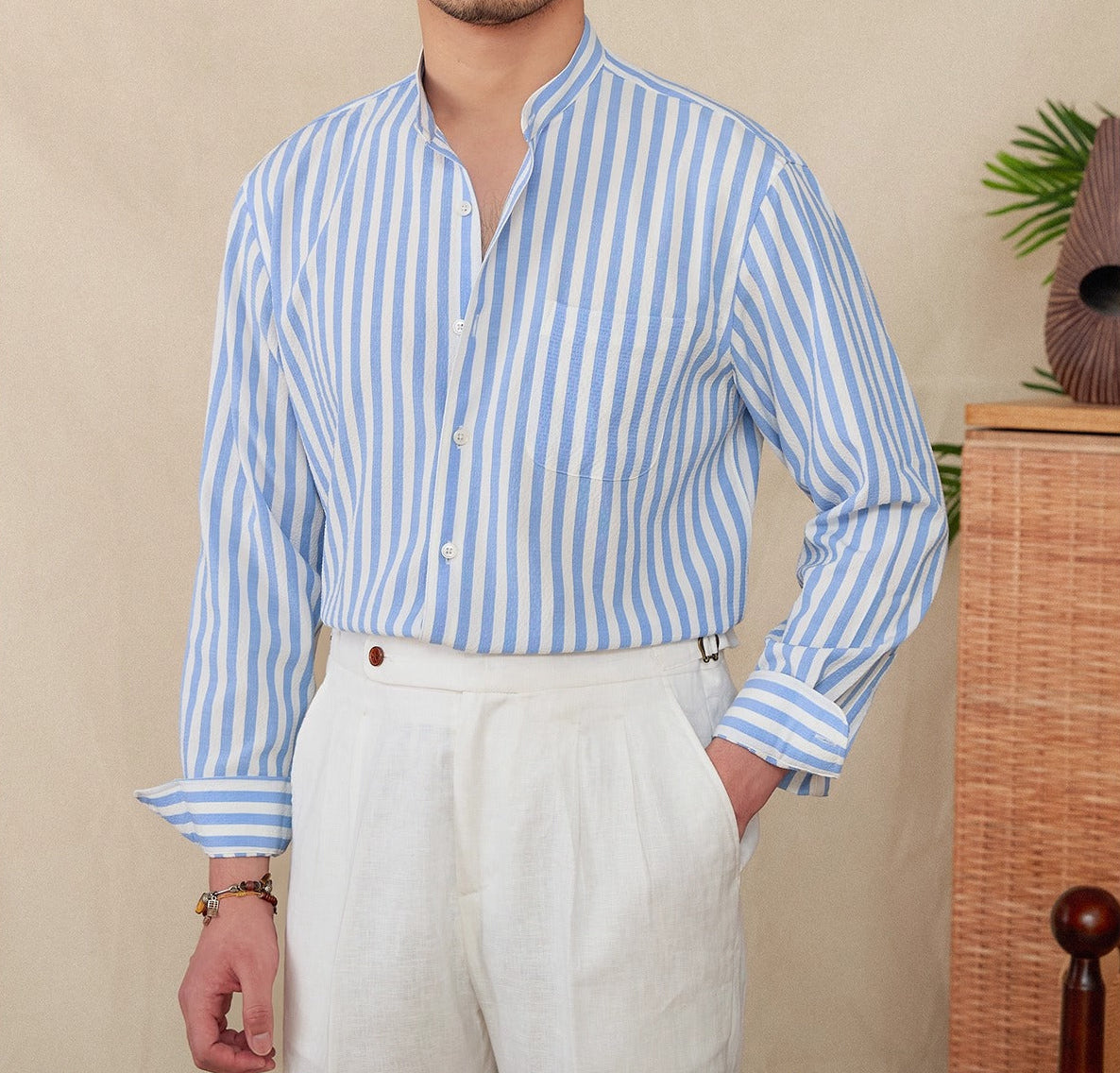 Riyadh Grandad Collar Long Sleeve Shirt