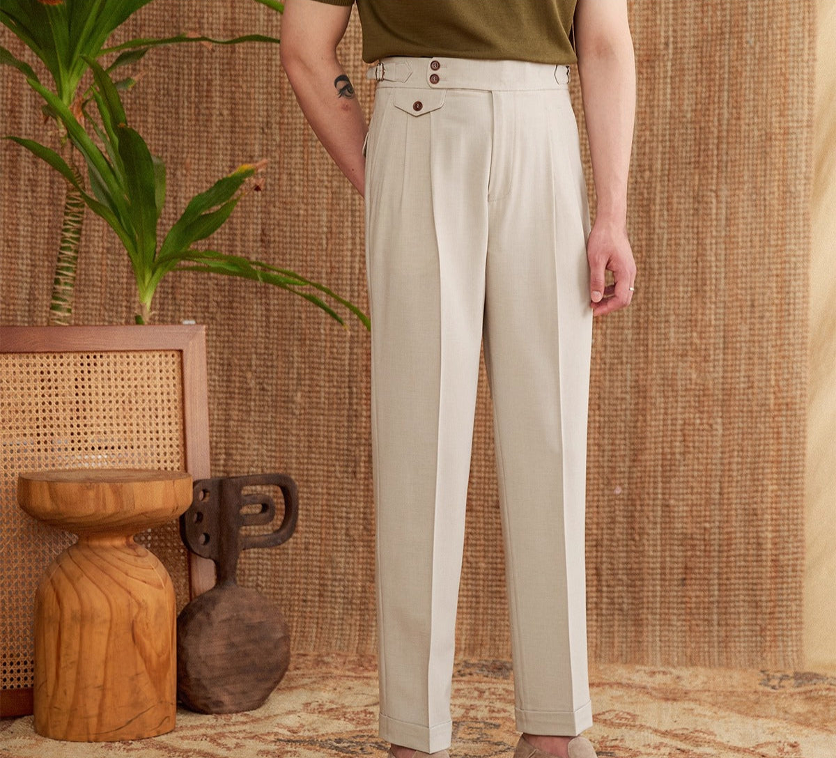 Catanzaro High Waisted Straight Fit Trousers