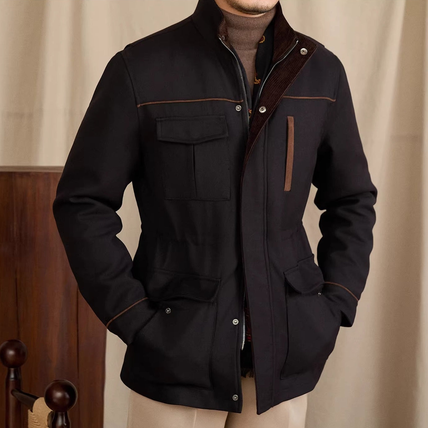 Belgravia Wool Blend Suede Trim Jacket