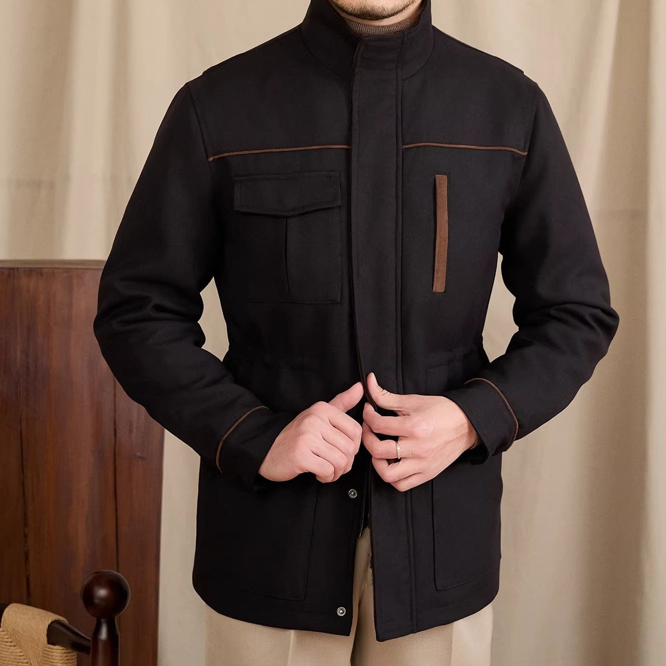 Belgravia Wool Blend Suede Trim Jacket