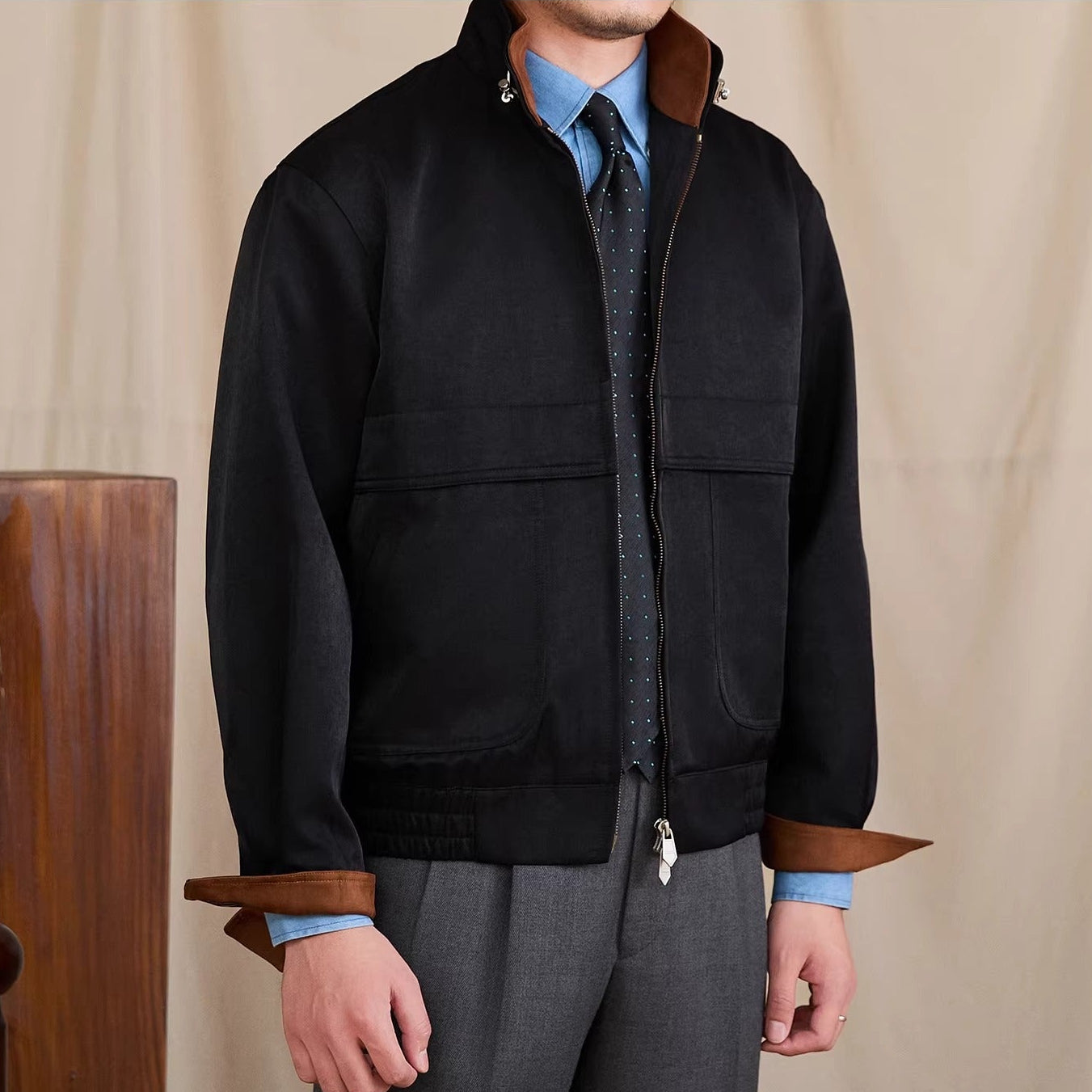 Paris Cotton Blend Faux Suede Jakcet