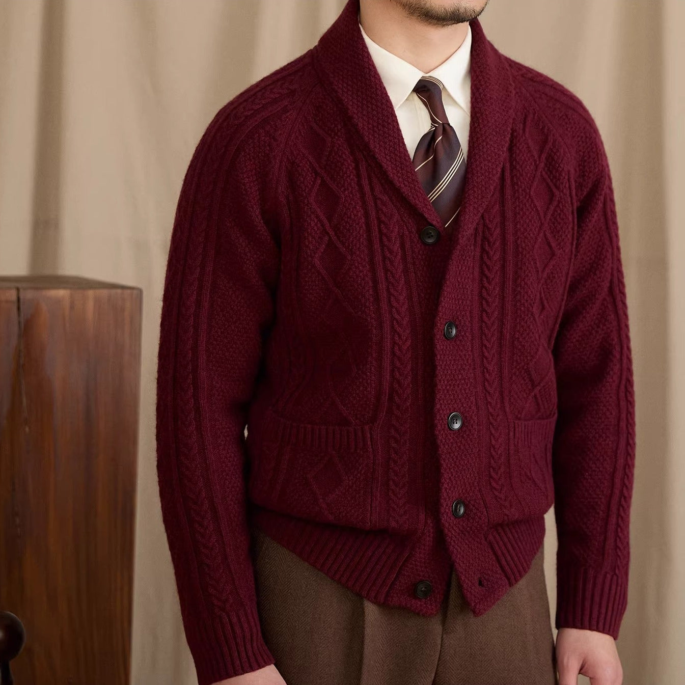 Yale Geometric Shawl Collar Cardigan
