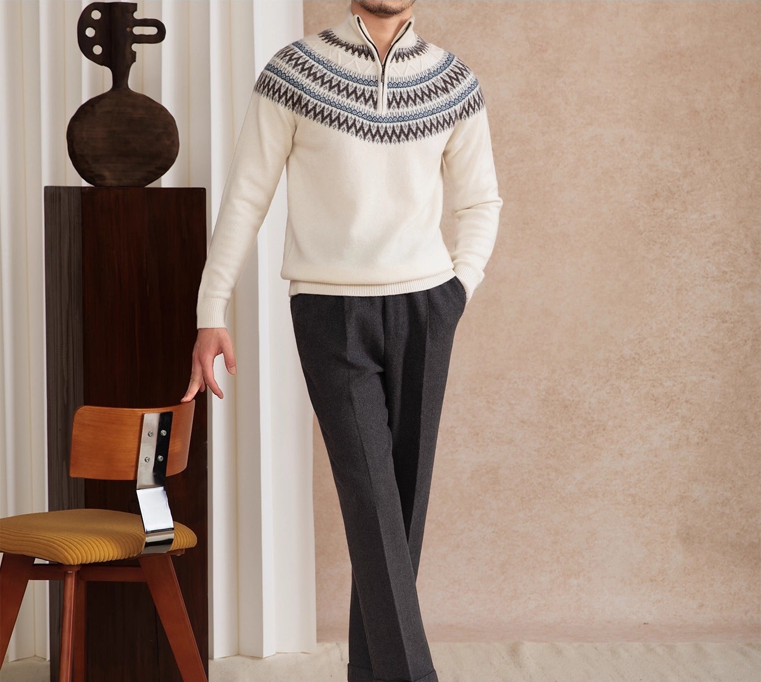 St. Moritz Wool Fair Isle Half Zip Jumper