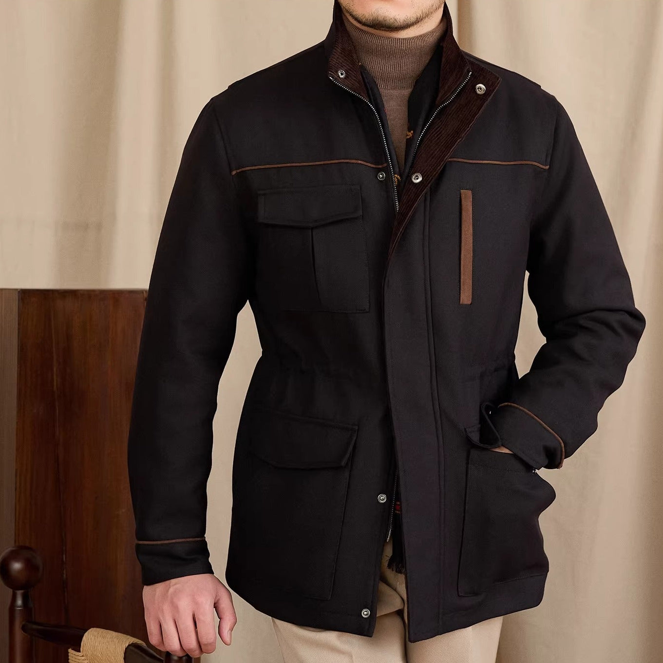 Belgravia Wool Blend Suede Trim Jacket