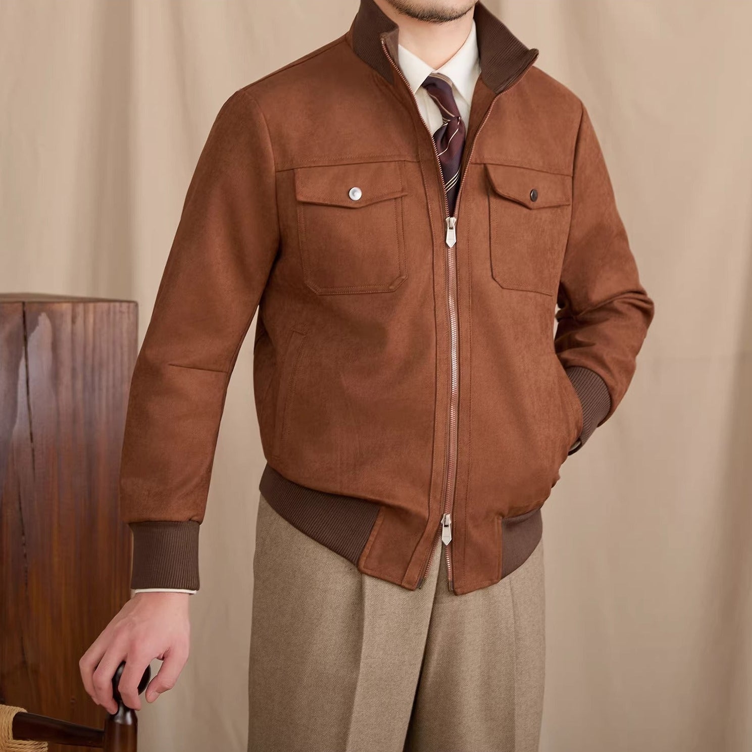 Paris Faux Suede Contrast Jacket