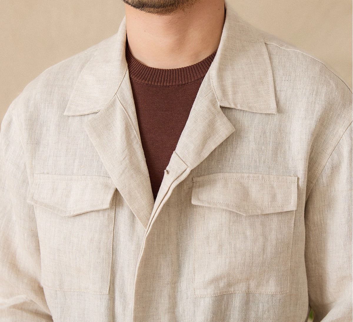 Como Linen Suit Collar Overshirt