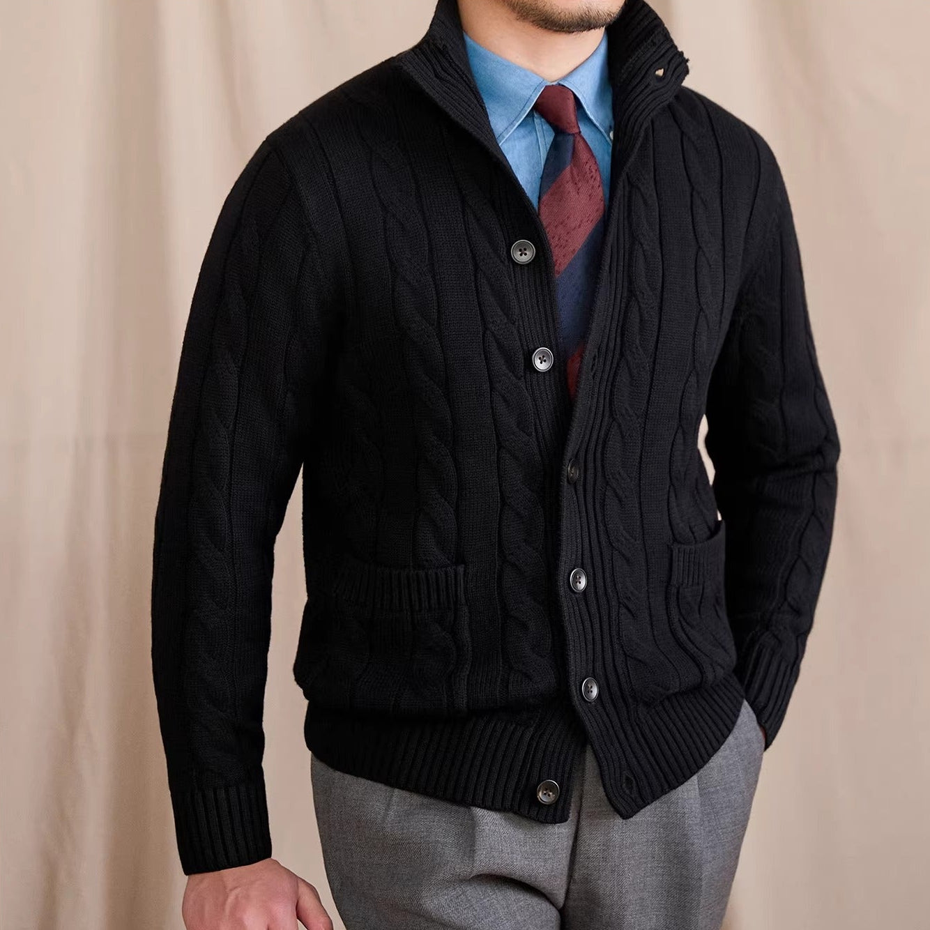 St Moritz Buttoned Cable Knit Cardigan