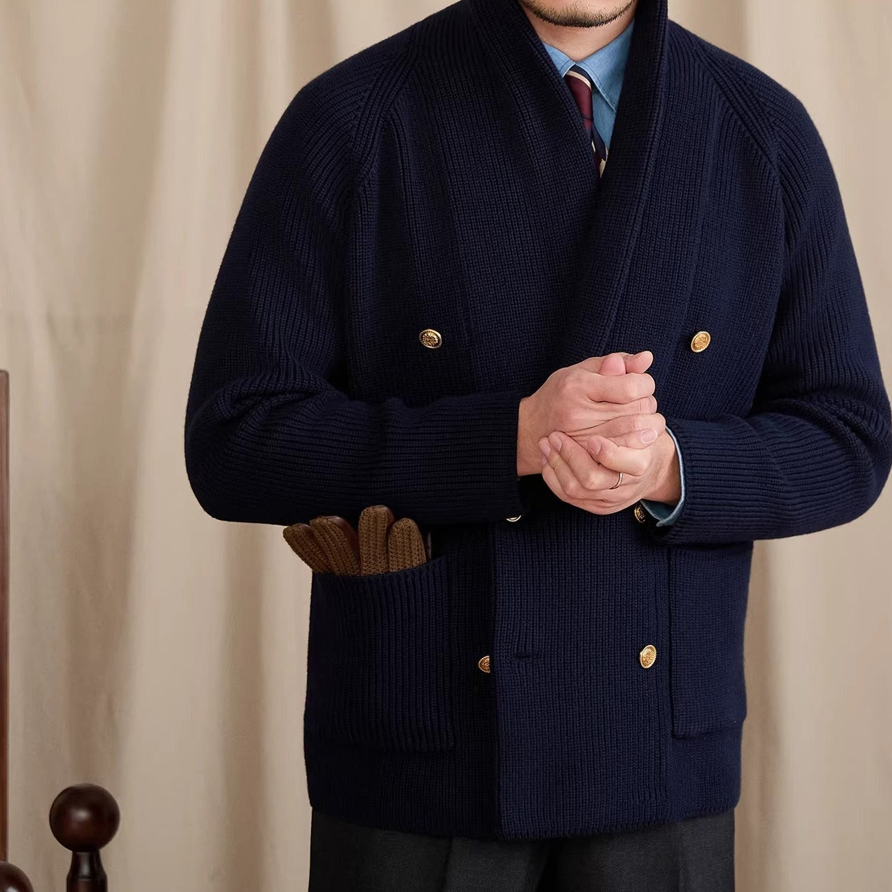 Salvatore Ribbed Double Breasted Cardigan