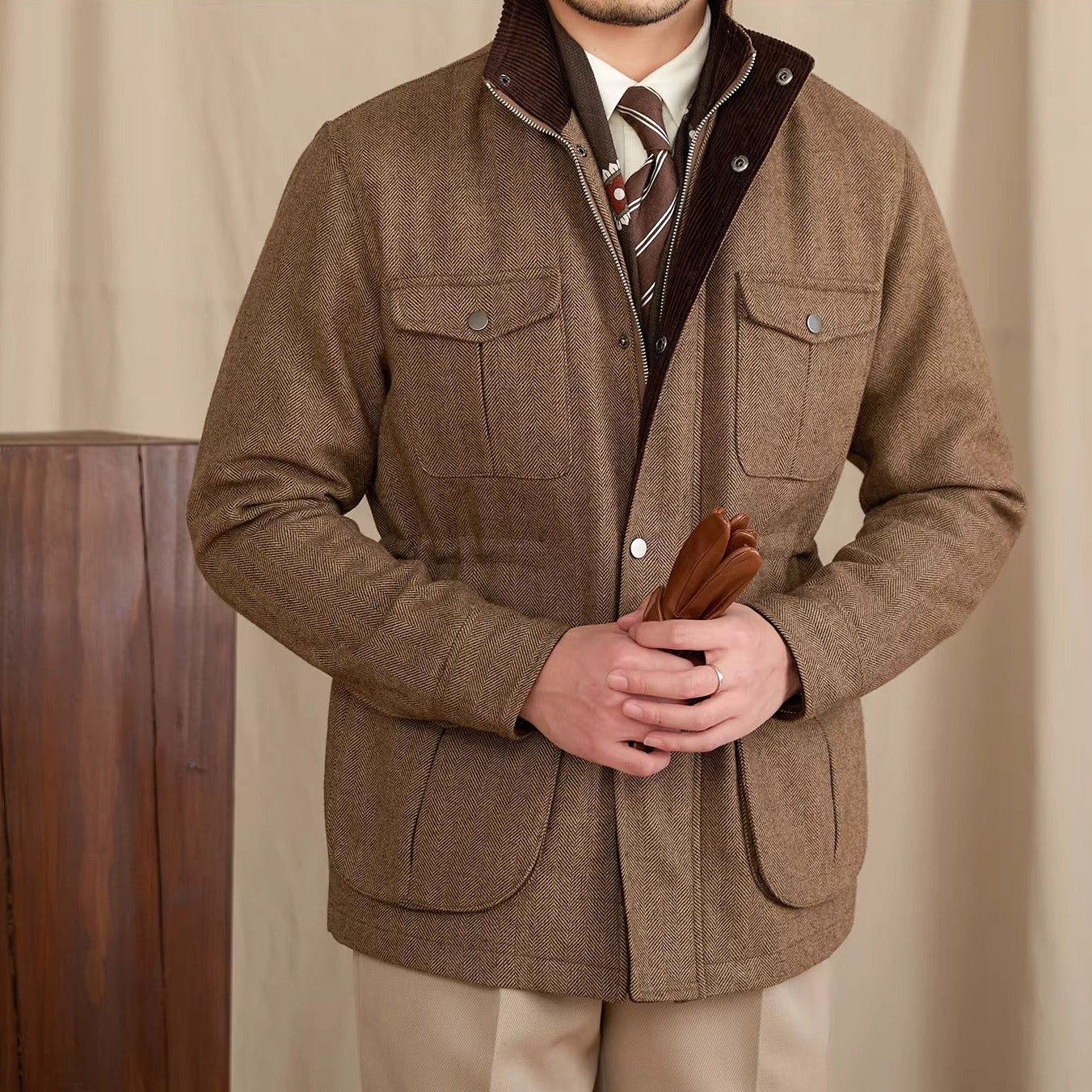 Motcomb Street Herringbone Padded Wool Blend Jacket