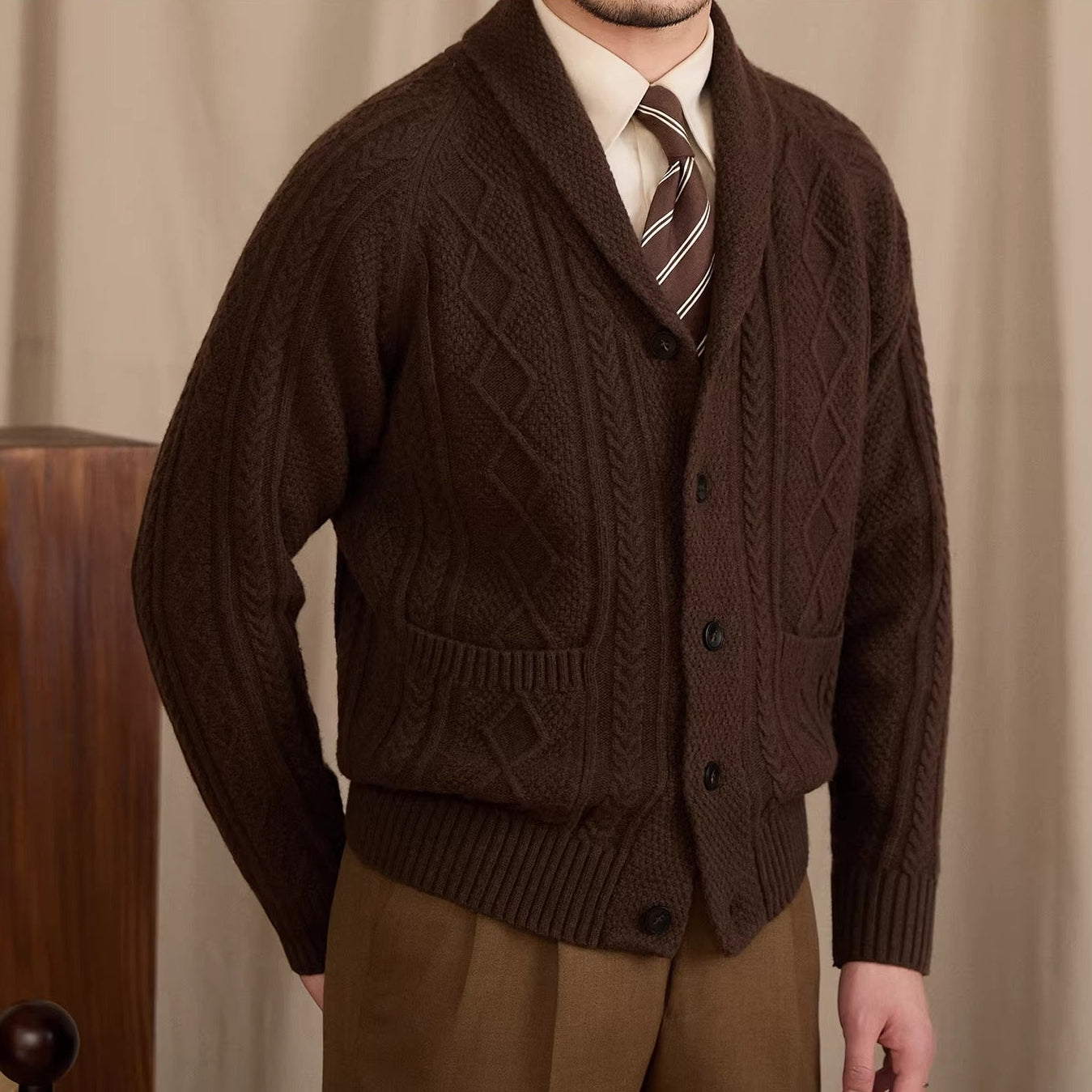 Yale Geometric Shawl Collar Cardigan