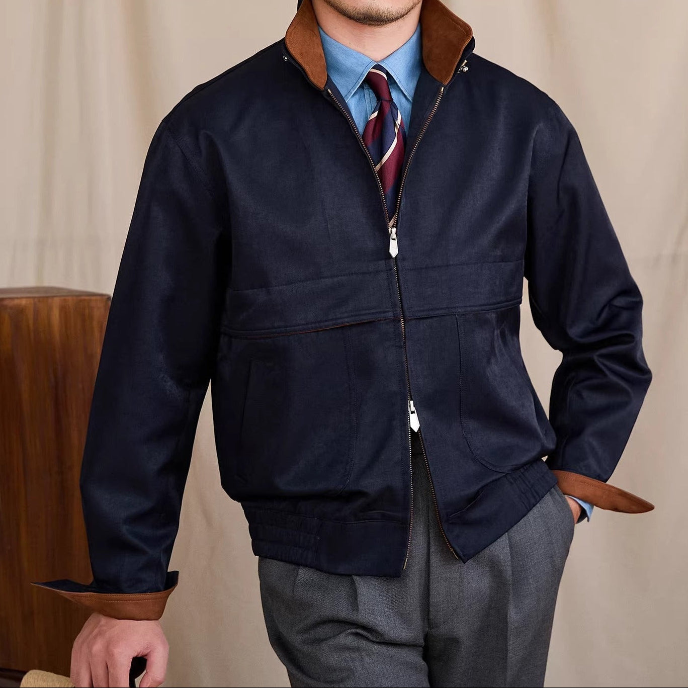 Paris Cotton Blend Faux Suede Jakcet