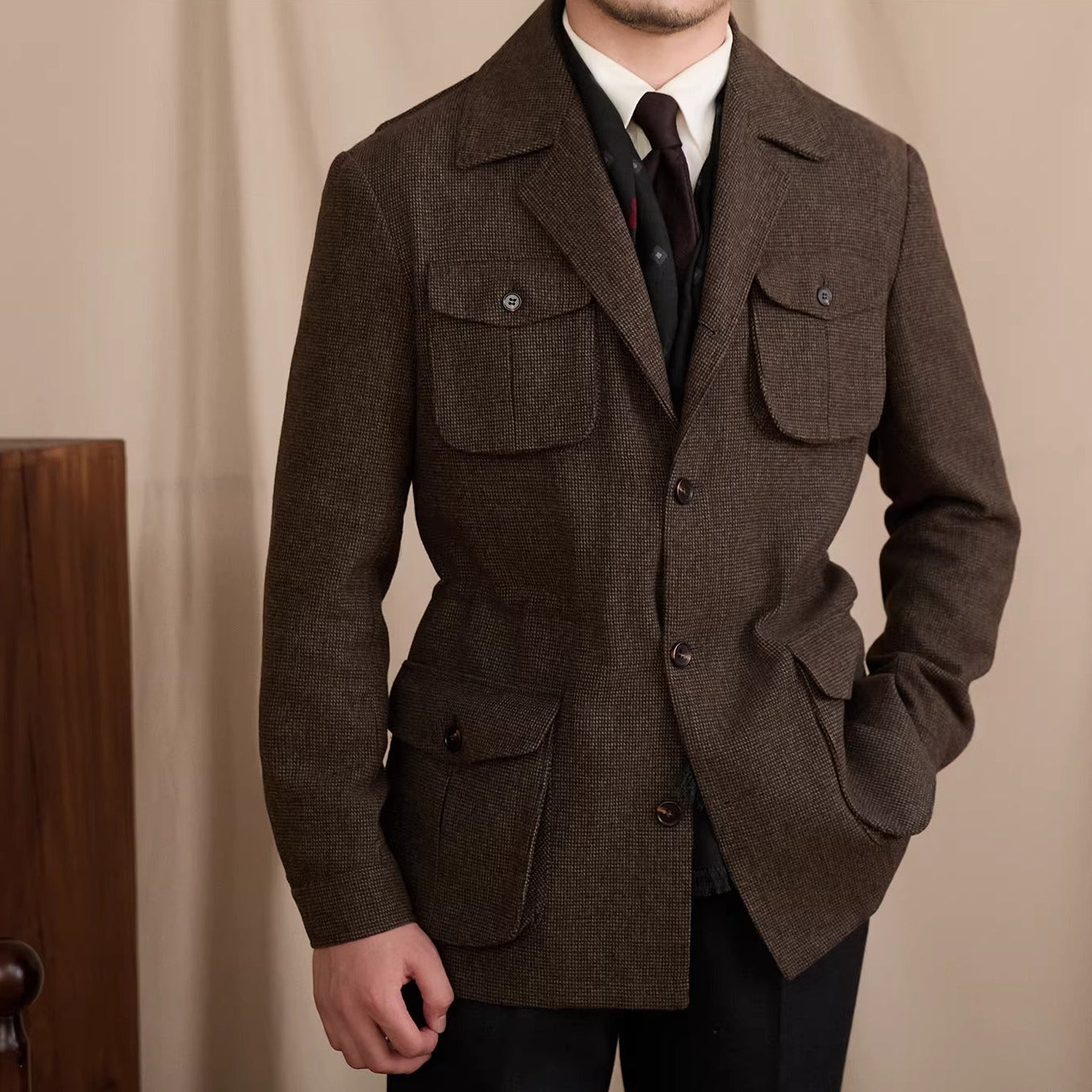 Montmartre Wool Blend Military Suit Collar Jacket